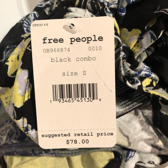 Free People Baja Babe Cold Shoulder Top Black Small Floral Cutout - Picture 6 of 8